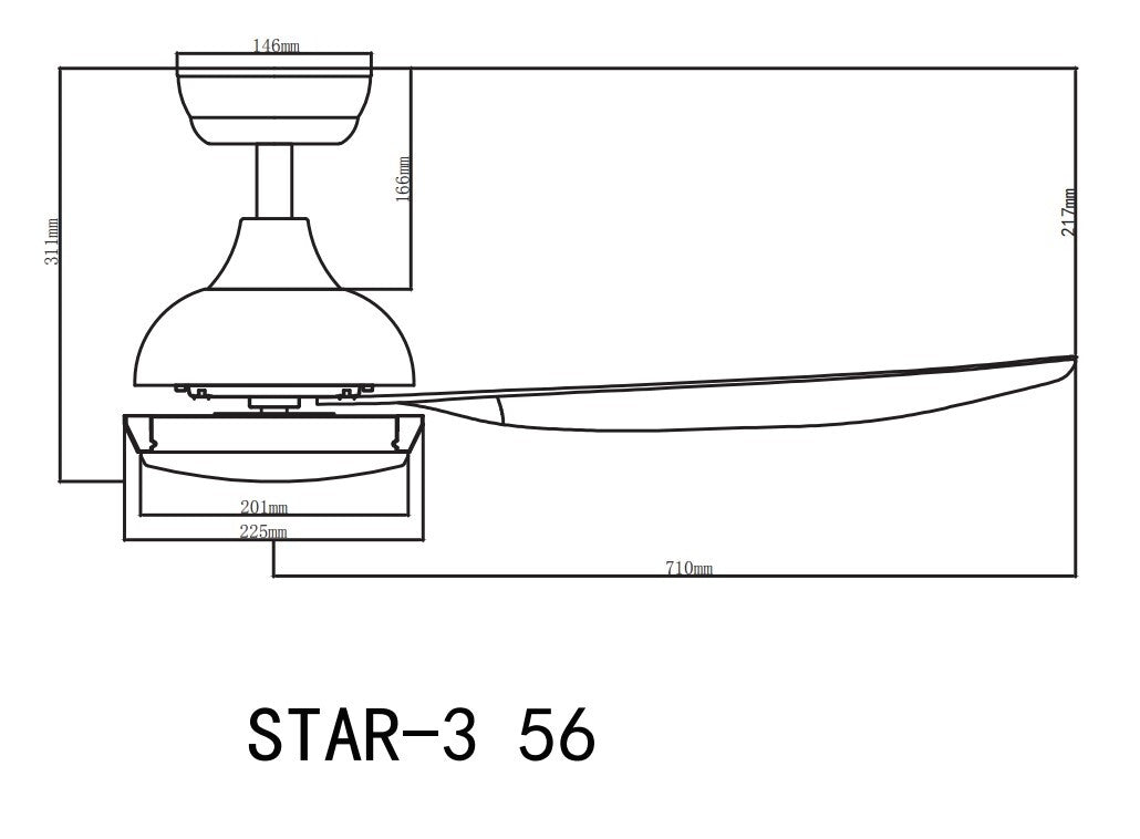 BESTAR STAR 3 3-Blade in 36 / 46 / 56 Inch DC Motor Ceiling Fan with LED Light and Remote Control