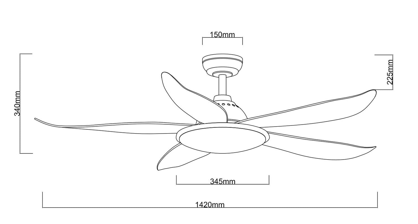 Fanco Tributo 46 / 56 Inch DC Motor 5 Blade Ceiling Fan with 3 Tone 36W Ultra Bright LED and Remote Control