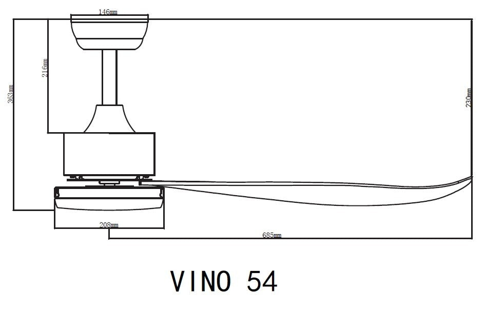 BESTAR VINO DC Motor 5 Blade 38 / 48 / 54 Inch Ceiling Fan with 3 Tone LED Light Kit and Remote Control