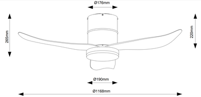 Fanco Co-Fan Rito-3 46 / 52 Inch DC Ceiling Fan 3 Blade 46/52 Inch LED n Remote Control or Smart WiFi