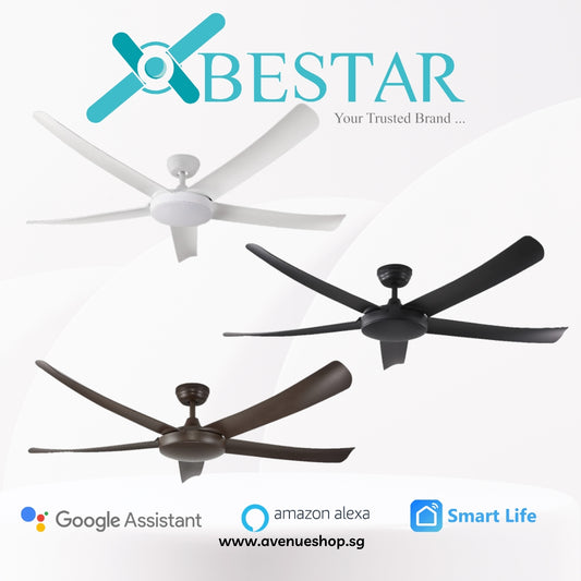 BESTAR Vesta SMART 42 / 52 Inch DC Motor 5 Blade Ceiling Fan Remote Control or Smart Apps No Light Kit