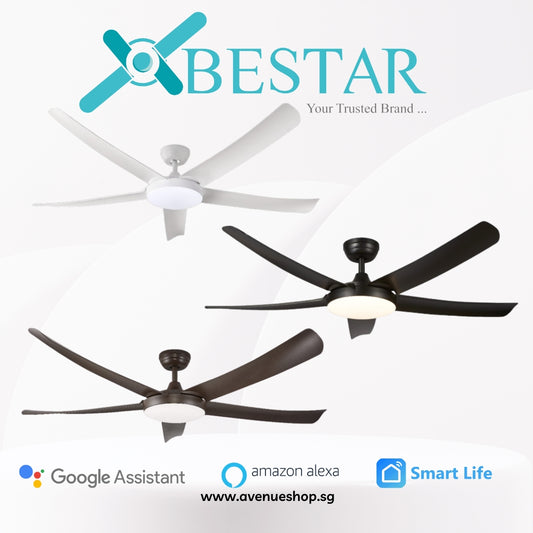 BESTAR Vesta SMART 42 / 52 Inch DC Motor 5 Blade Ceiling Fan w/ 3 Tone LED Light and Remote Control or Smart Apps