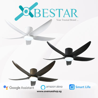 BESTAR VITO-5 Estilo  42 / 52 Inch DC Motor 5Blade WiFi Smart Ceiling Fan w Dimmable LED and Remote
