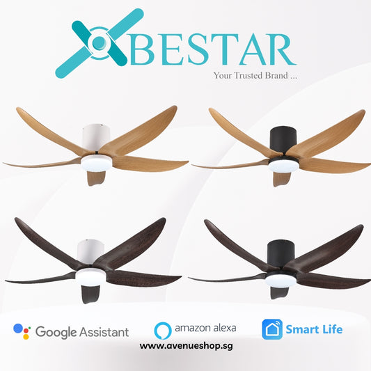 BESTAR VITO-5 Estilo  42 / 52 InchDC Motor 5Blade WiFi Smart Ceiling Fan w Dimmable LED and Remote