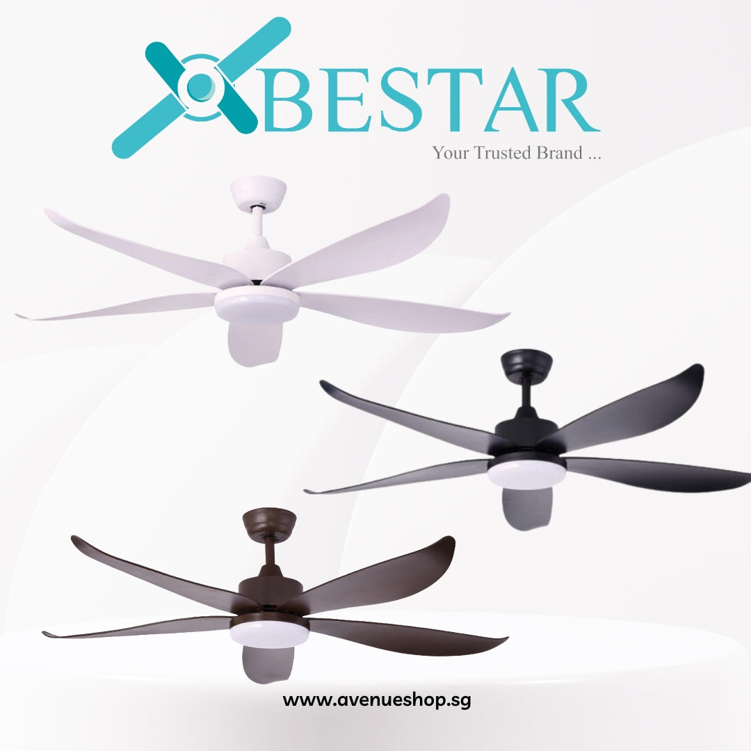 BESTAR VINO DC Motor 5 Blade 38 / 48 / 54 Inch Ceiling Fan with 3 Tone LED Light Kit and Remote Control