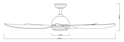 FANCO Galaxy-5 38 / 48 / 56 Inch DC Motor Ceiling Fan with 3 Tone LED Light Kit and Remote Control