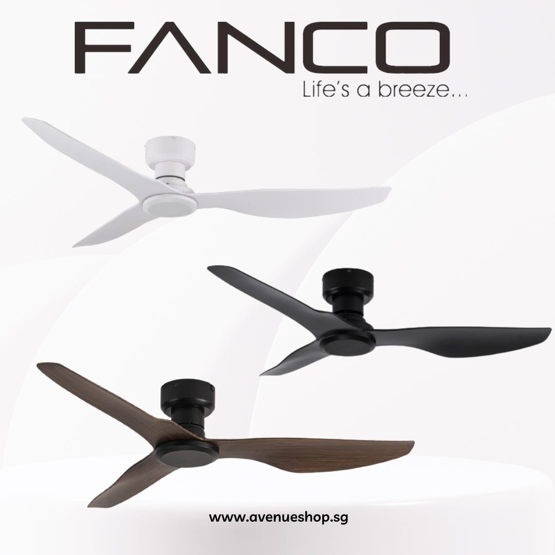 FANCO CO-FAN Hugger Low Profile DC Motor 3 Blade Ceiling Fan with Remote Control