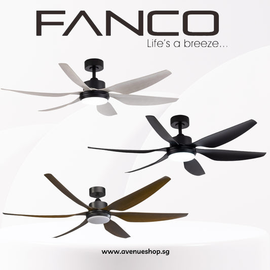 Fanco Heli 6-Blades 56 / 66 Inch DC Ceiling Fan with Remote Control and LED 3-Tone Colour Light