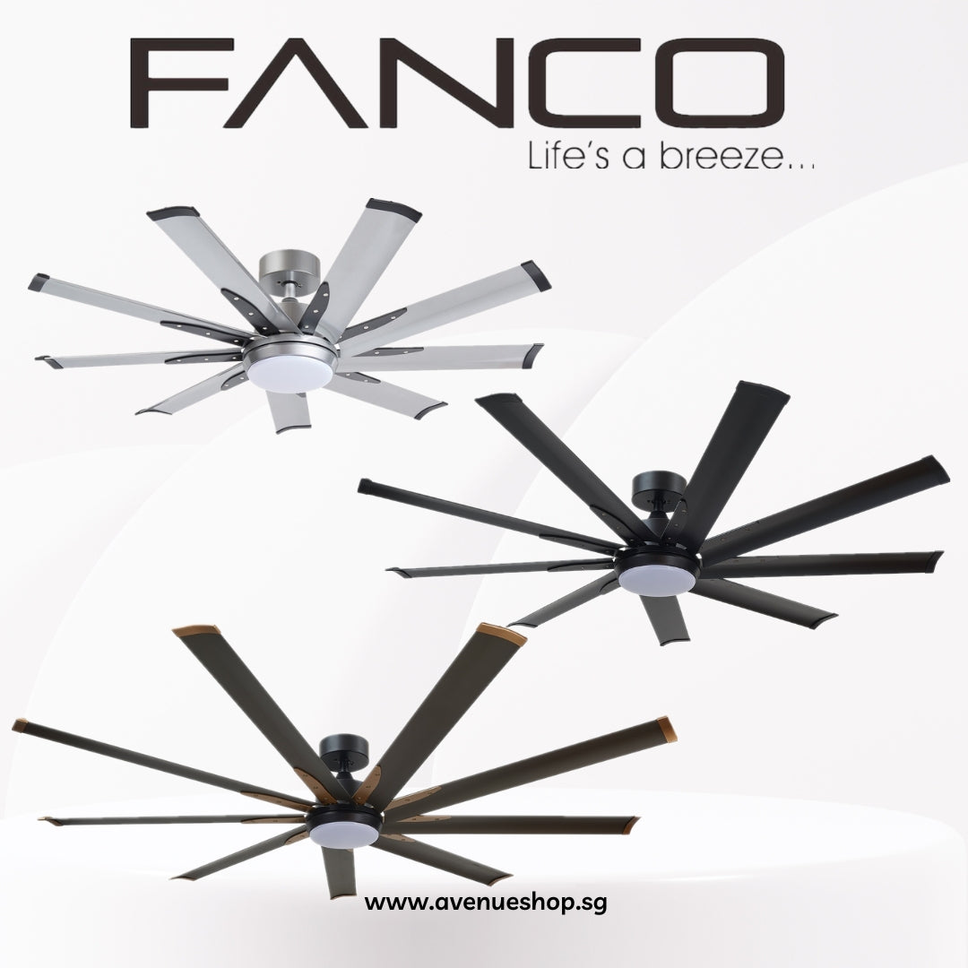FANCO E-Lite 48 / 52 / 60 / 72 Inch DC Motor Ceiling Fan with 3 Tone LED Light Kit and Remote Control