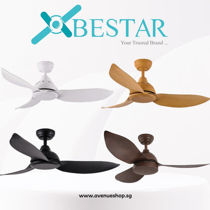 BESTAR RAPTOR 33 / 38 / 48 Inch DC Motor 3 Blade Ceiling Fan Remote Control and No Light Kit