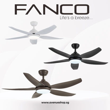 FANCO Galaxy-5 38 / 48 / 56 Inch DC Motor Ceiling Fan with 3 Tone LED Light Kit and Remote Control