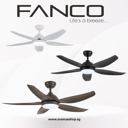 FANCO Galaxy-5 38 / 48 / 56 Inch DC Motor Ceiling Fan with 3 Tone LED Light Kit and Remote Control