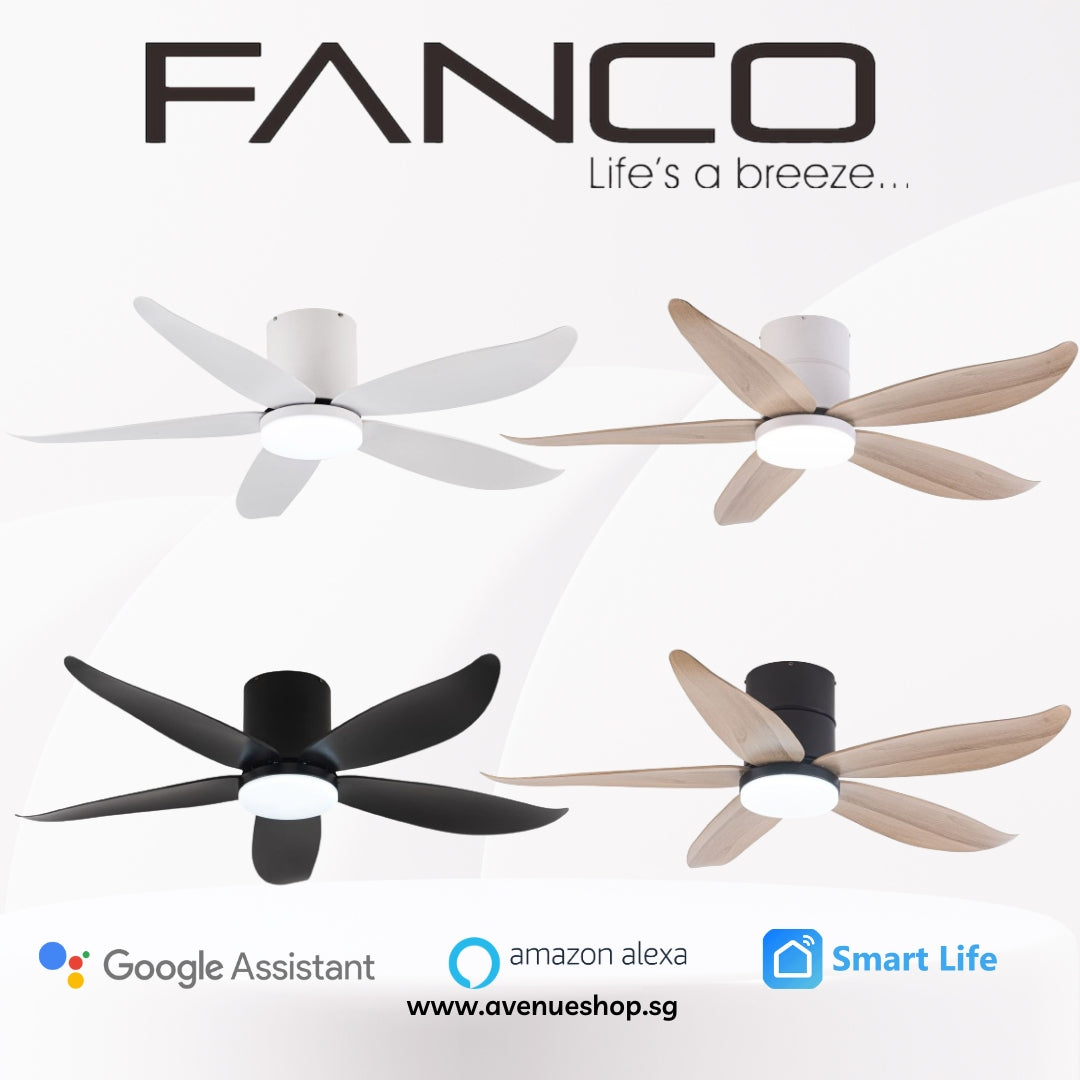 Fanco Co-Fan Rito-5 48 / 54 Inch DC Ceiling Fan 5 Blade 48/54 Inch LED n Remote Control or Smart WiFi