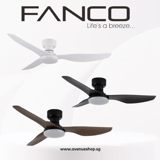 FANCO CO-FAN Hugger 48 Inch Low Profile DC Motor 3 Blade Ceiling Fan with Remote Control and 3 Tone LED Light Kit