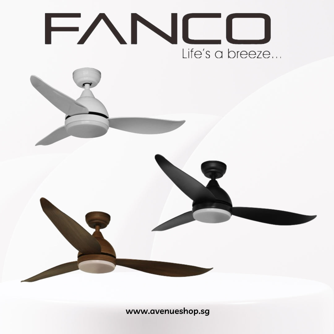 FANCO B-STAR 36 / 46 / 52 Inch DC Motor Ceiling Fan with 3 Tone LED Light Kit and Remote Control