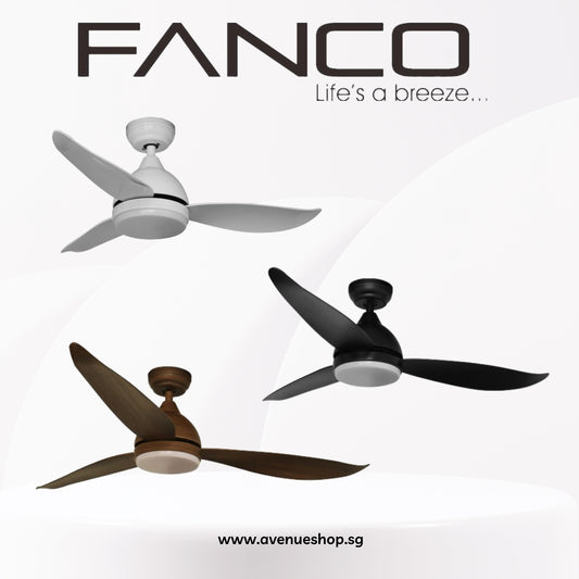 FANCO B-STAR 36 / 46 / 52 Inch DC Motor Ceiling Fan with 3 Tone LED Light Kit and Remote Control