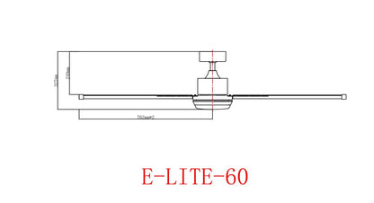 FANCO E-Lite 48 / 52 / 60 / 72 Inch DC Motor Ceiling Fan with 3 Tone LED Light Kit and Remote Control