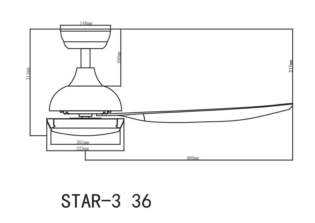 BESTAR STAR 3 3-Blade in 36 / 46 / 56 Inch DC Motor Ceiling Fan with LED Light and Remote Control