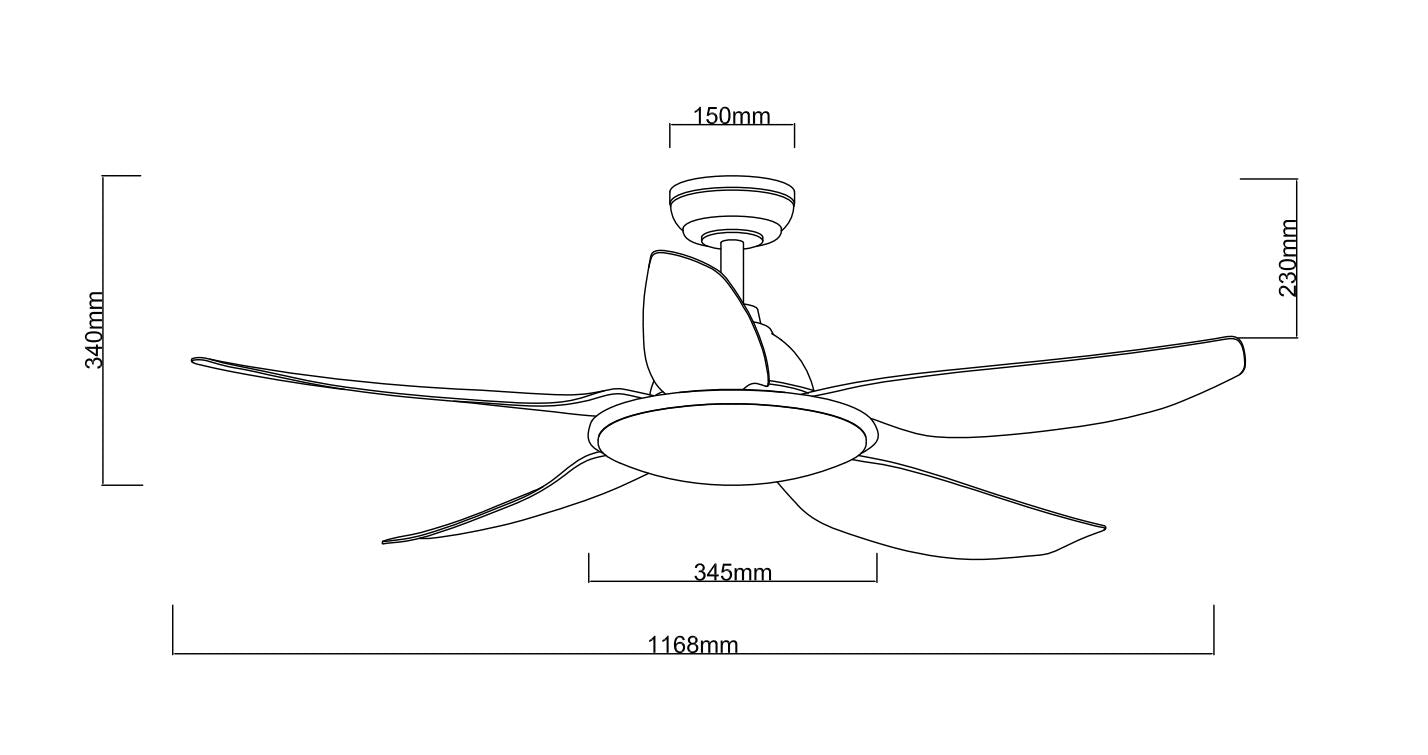 Fanco Tributo 46 / 56 Inch DC Motor 5 Blade Ceiling Fan with 3 Tone 36W Ultra Bright LED and Remote Control