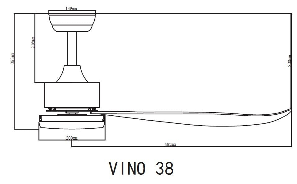 BESTAR VINO DC Motor 5 Blade 38 / 48 / 54 Inch Ceiling Fan with 3 Tone LED Light Kit and Remote Control