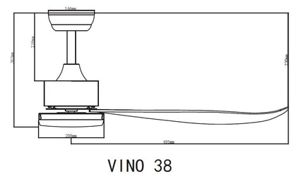 BESTAR VINO DC Motor 5 Blade 38 / 48 / 54 Inch Ceiling Fan with 3 Tone LED Light Kit and Remote Control