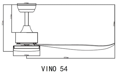 BESTAR VINO DC Motor 5 Blade 38 / 48 / 54 Inch Ceiling Fan with 3 Tone LED Light Kit and Remote Control