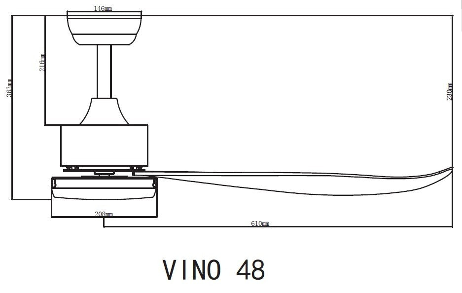 BESTAR VINO DC Motor 5 Blade 38 / 48 / 54 Inch Ceiling Fan with 3 Tone LED Light Kit and Remote Control