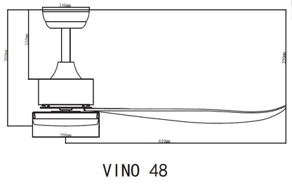 BESTAR VINO DC Motor 5 Blade 38 / 48 / 54 Inch Ceiling Fan with 3 Tone LED Light Kit and Remote Control
